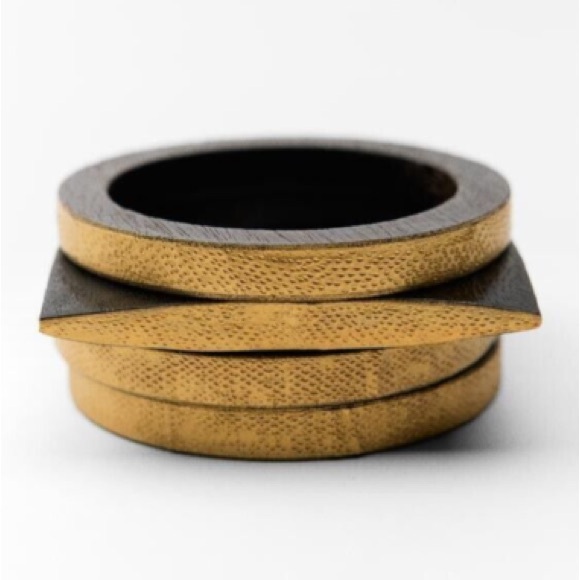 Zara Gold Mango Wood Bracelets Set - Picture 2 of 4